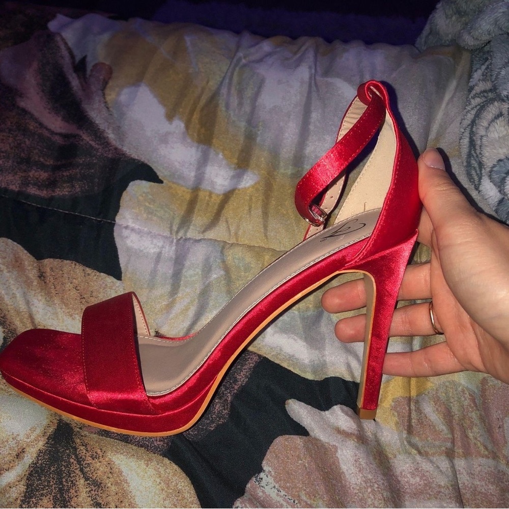 Windsor red open toe heels